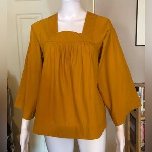 Madewell Mustard Yellow Square Neck Blouse XXS